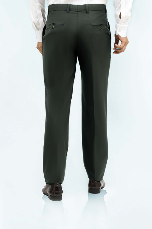 Veshbhoshaa Bluebird Men'S Dark Olive Green Formal Trousers